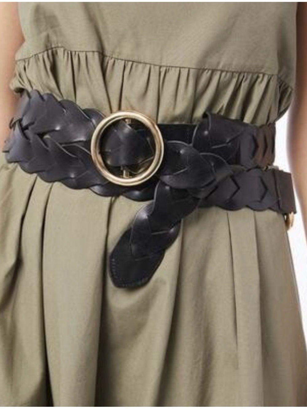 Frame Denim Braided O Ring Double Wrap Belt Black Medium
